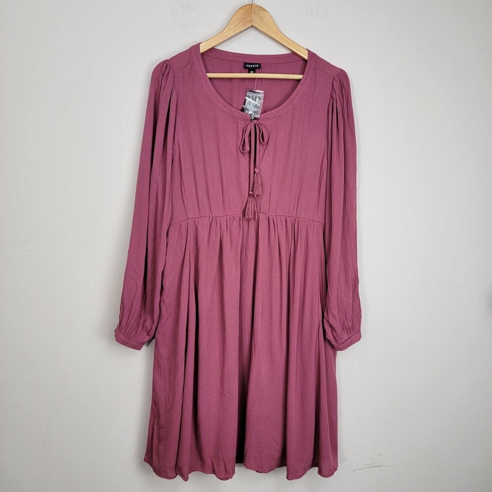 Torrid Mini Wash Gauze Fit And Flare Dress Maroon Womens Size 00 (L/M, 10)